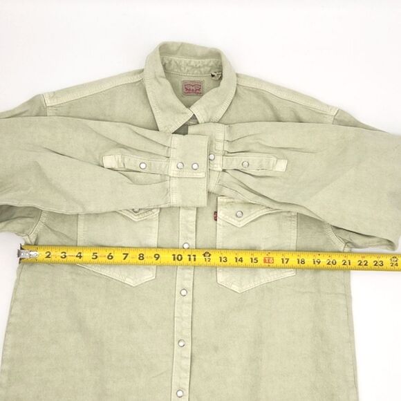 Levi's Dorsey XL  Denim Jean Shirt Western Relaxed Fit Small Meadow Mist Green - Picture 7 of 9